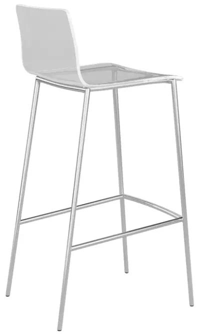 Cilla Bar Stool in Clear with Brushed Nickel Legs - Set of 2