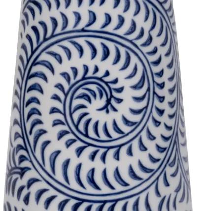 Porc, 12" Chinoiserie Vines Candle Holder, Blue/wh