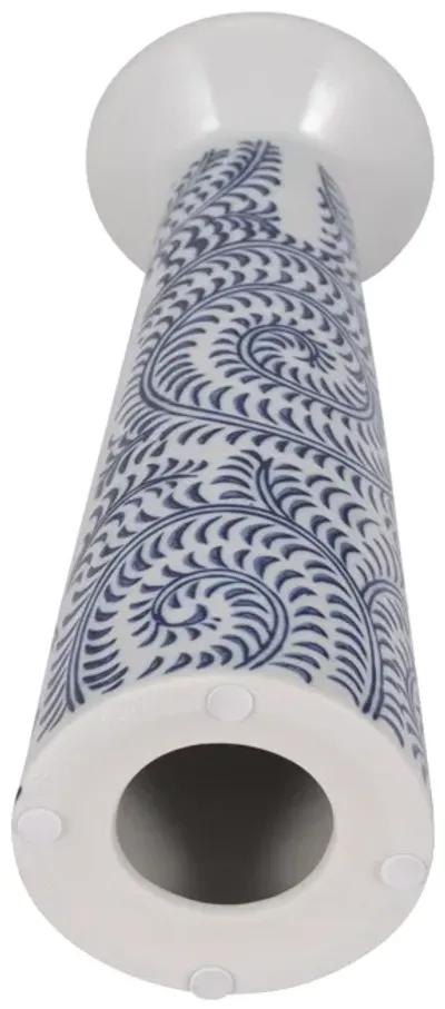 Porc, 12" Chinoiserie Vines Candle Holder, Blue/wh