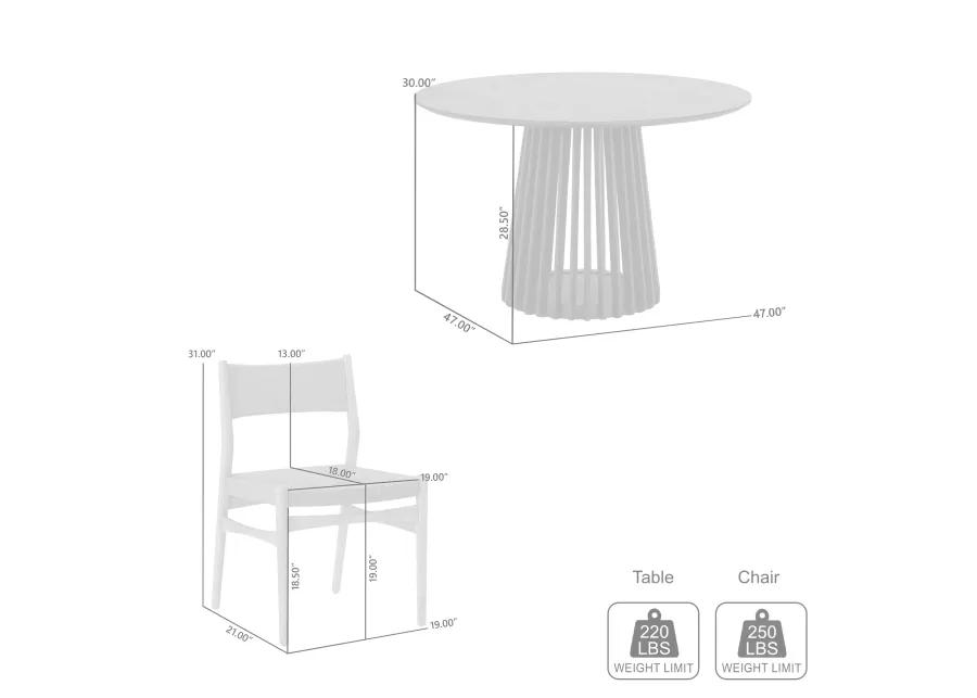 Pasadena Erie 5 Piece Round Dining Set in Black Oak Finish with Paper Cord Chairs