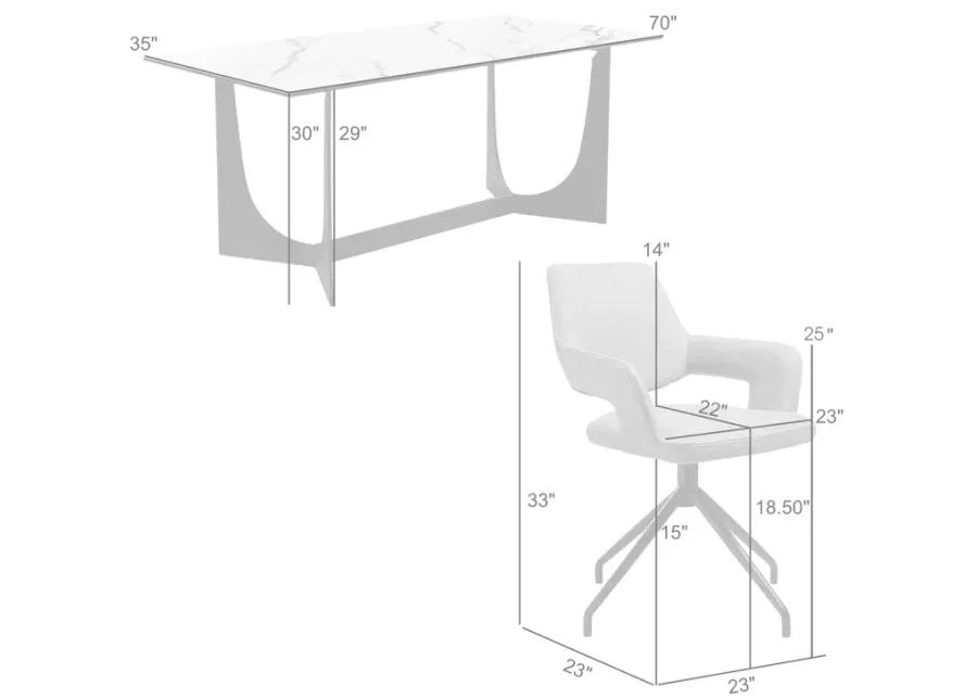 Esme Penny 5 Piece Dining Set with Gray Fabric Chairs