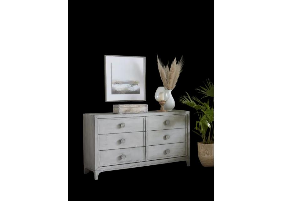 Boho Chic Six-Drawer Dresser in Washed White (2024)