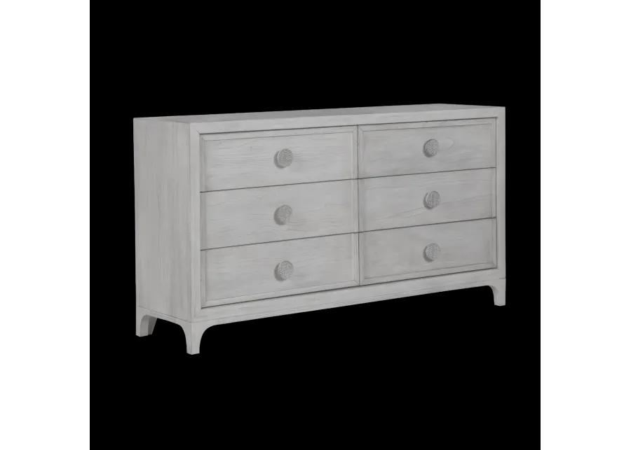 Boho Chic Six-Drawer Dresser in Washed White (2024)