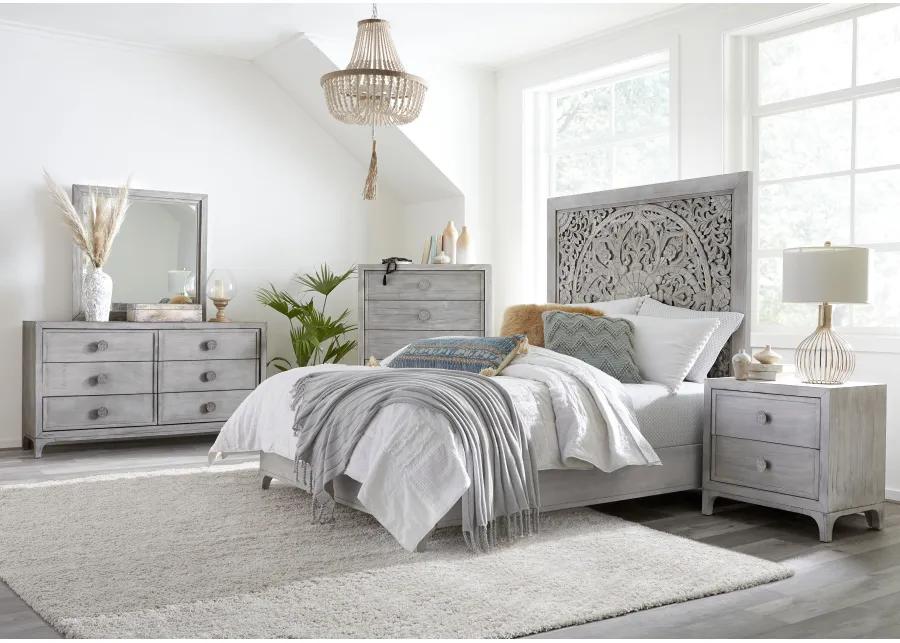 Boho Chic Six-Drawer Dresser in Washed White (2024)