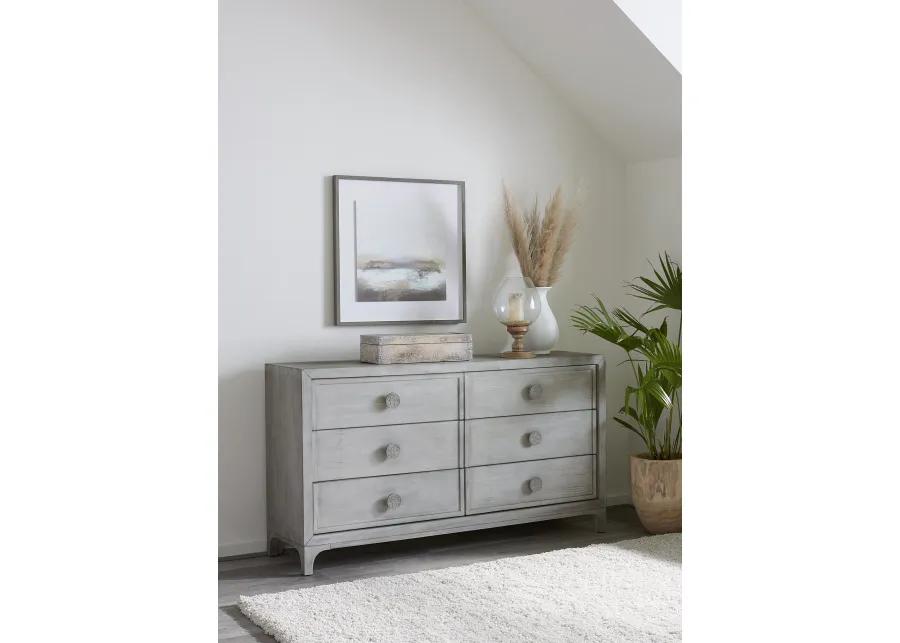 Boho Chic Six-Drawer Dresser in Washed White (2024)