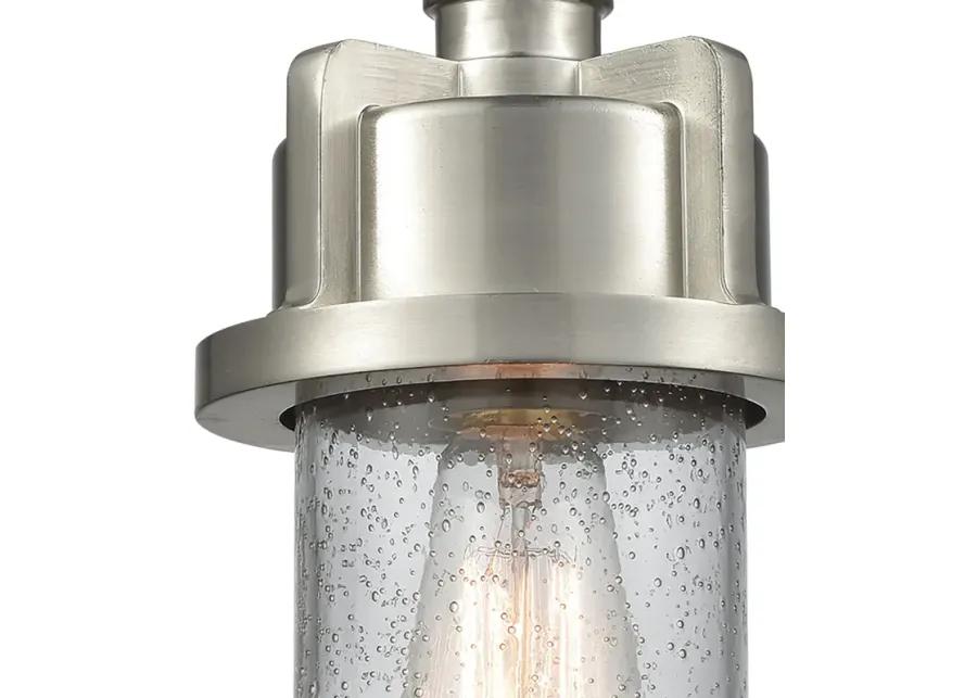 Briggs 1-Light Mini Pendant in Weathered Zinc and Satin Nickel with Seedy Glass