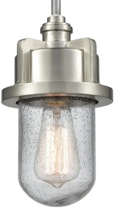 Briggs 1-Light Mini Pendant in Weathered Zinc and Satin Nickel with Seedy Glass