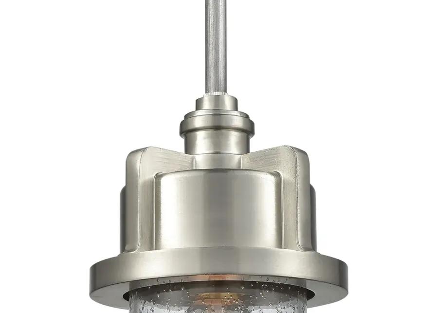 Briggs 1-Light Mini Pendant in Weathered Zinc and Satin Nickel with Seedy Glass