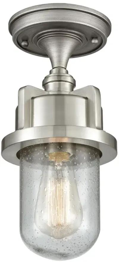 Briggs 1-Light Mini Pendant in Weathered Zinc and Satin Nickel with Seedy Glass