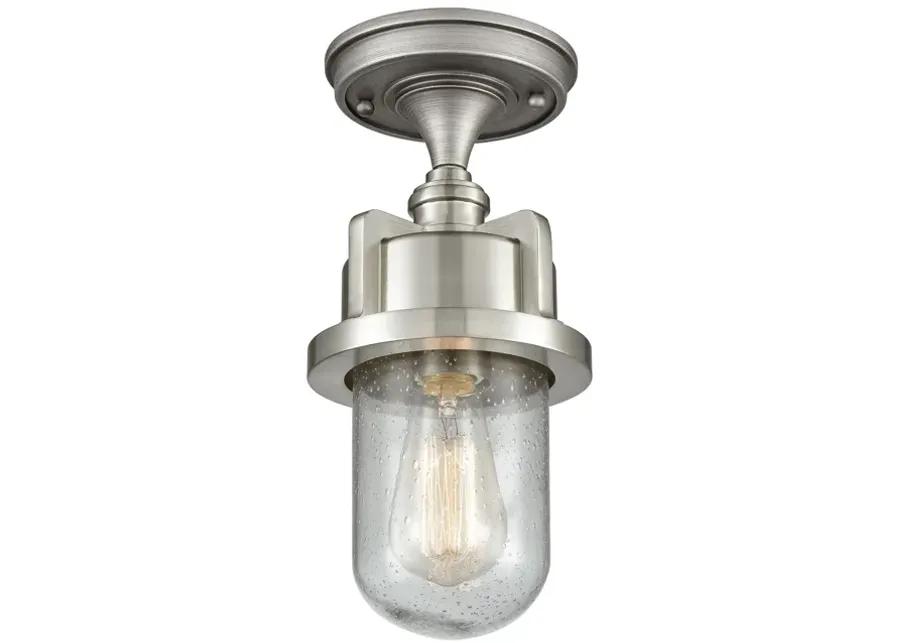 Briggs 1-Light Mini Pendant in Weathered Zinc and Satin Nickel with Seedy Glass