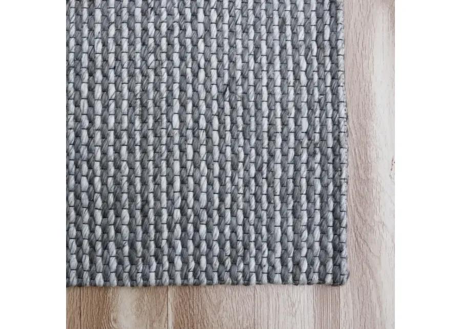 Bigen Anna Gray/Silver Transitional Striped Organic Wool Indoor Area Rug, 5' x 7'9"