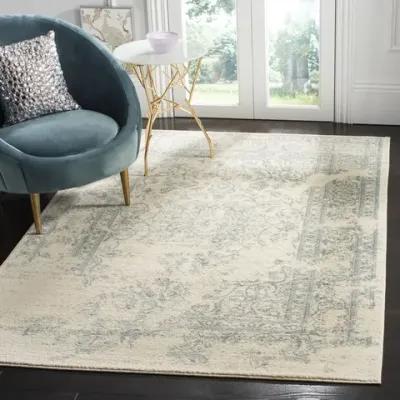 Adirondack Contemporary Ivory / Slate 2'-6" X 12' Powerloomed Rug