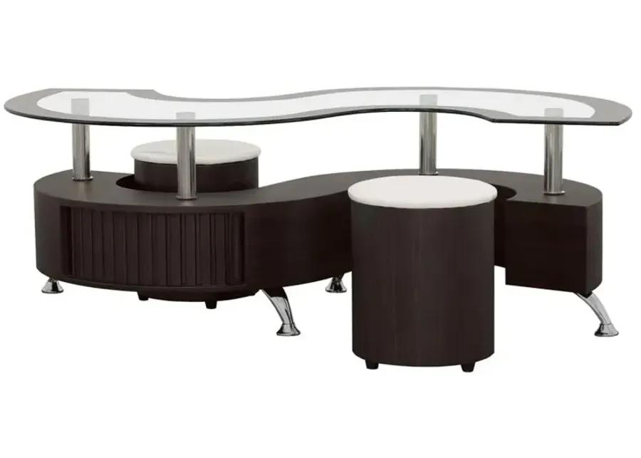 Buckley 3-piece Coffee Table and Stools Set Cappuccino