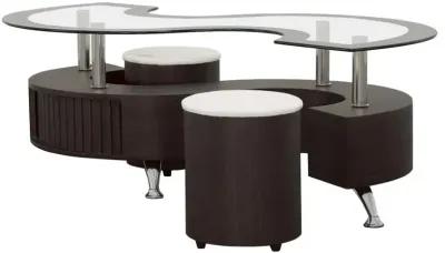 Buckley 3-piece Coffee Table and Stools Set Cappuccino