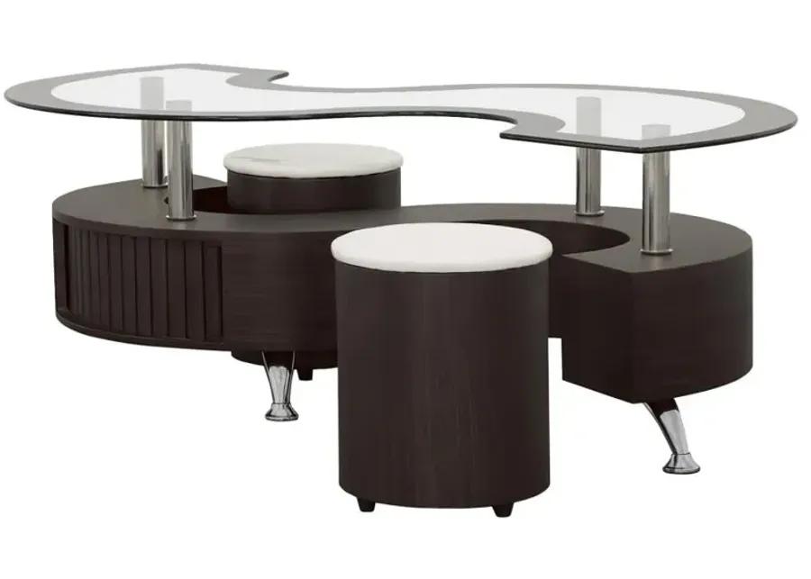 Buckley 3-piece Coffee Table and Stools Set Cappuccino