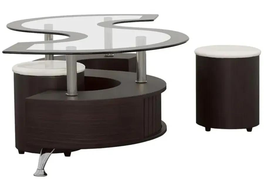 Buckley 3-piece Coffee Table and Stools Set Cappuccino