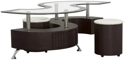 Buckley 3-piece Coffee Table and Stools Set Cappuccino