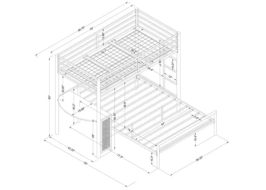 Fisher 2-piece Metal Workstation Loft Bed Set Gunmetal