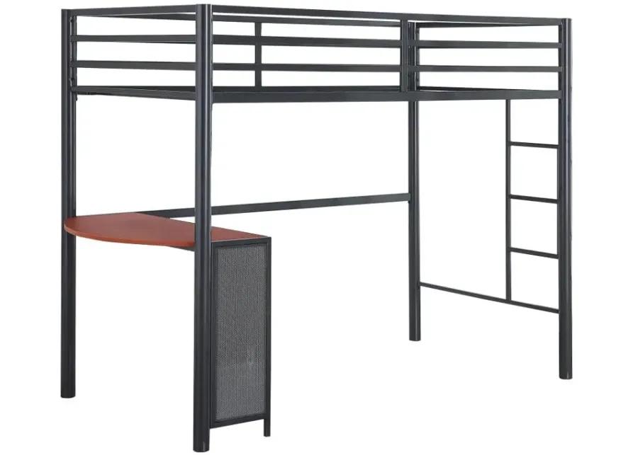 Fisher 2-piece Metal Workstation Loft Bed Set Gunmetal