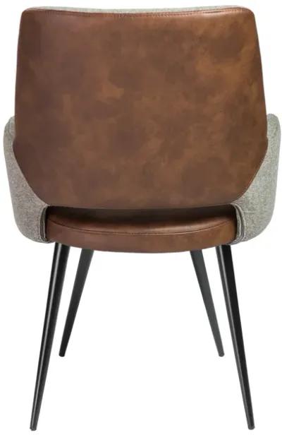 Desi Armchair in Gray Fabric and Light Brown Leatherette with Black Base