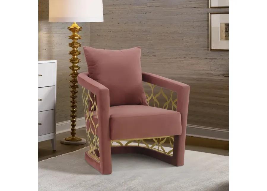 Corelli Blush Fabric Upholstered Accent Chair with Brushed Gold Legs