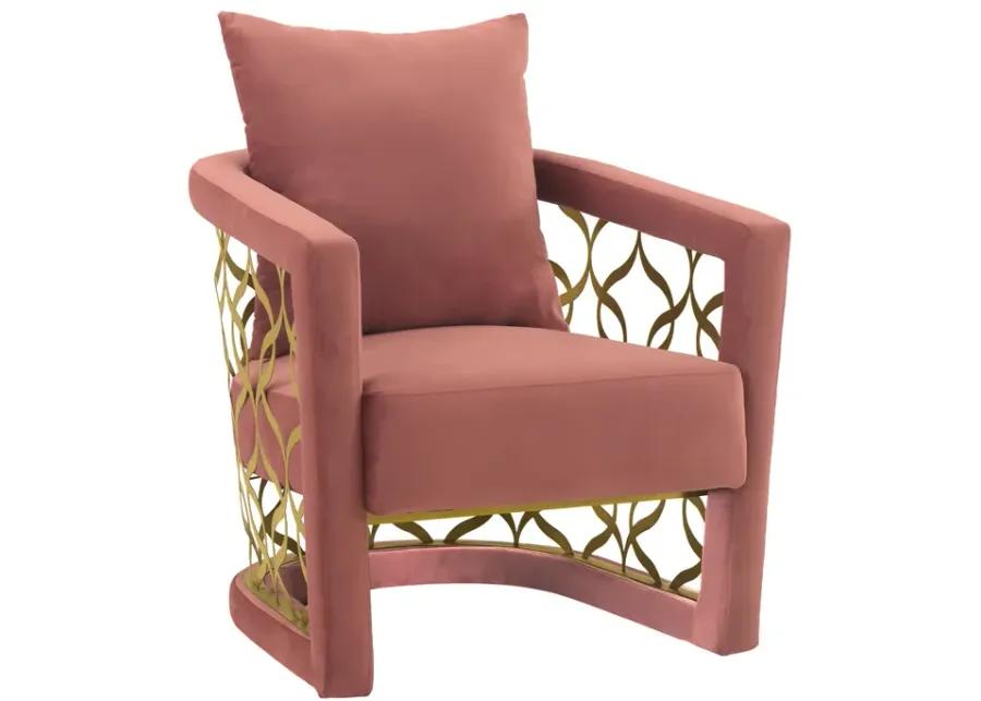 Corelli Blush Fabric Upholstered Accent Chair with Brushed Gold Legs