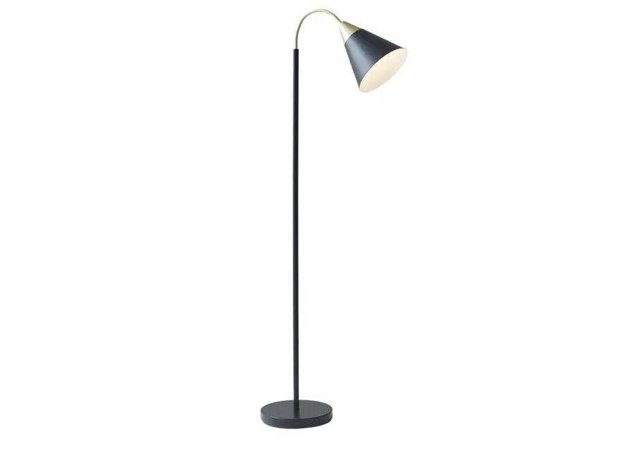 INK+IVY Beacon Matte Black Arched Metal Floor Lamp with Chimney Shade