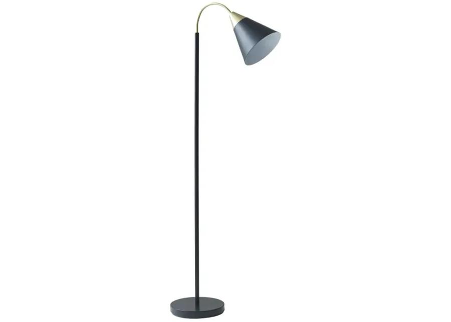 INK+IVY Beacon Matte Black Arched Metal Floor Lamp with Chimney Shade