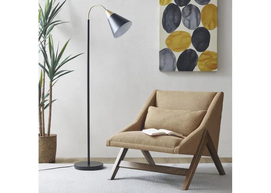 INK+IVY Beacon Matte Black Arched Metal Floor Lamp with Chimney Shade