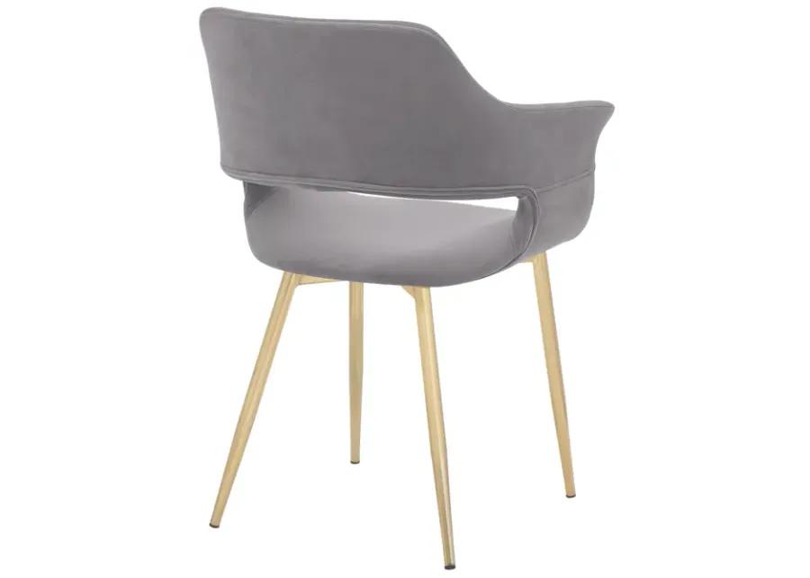 Gigi Grey Velvet Dining Room Chair with Gold Metal Legs - Set of 2