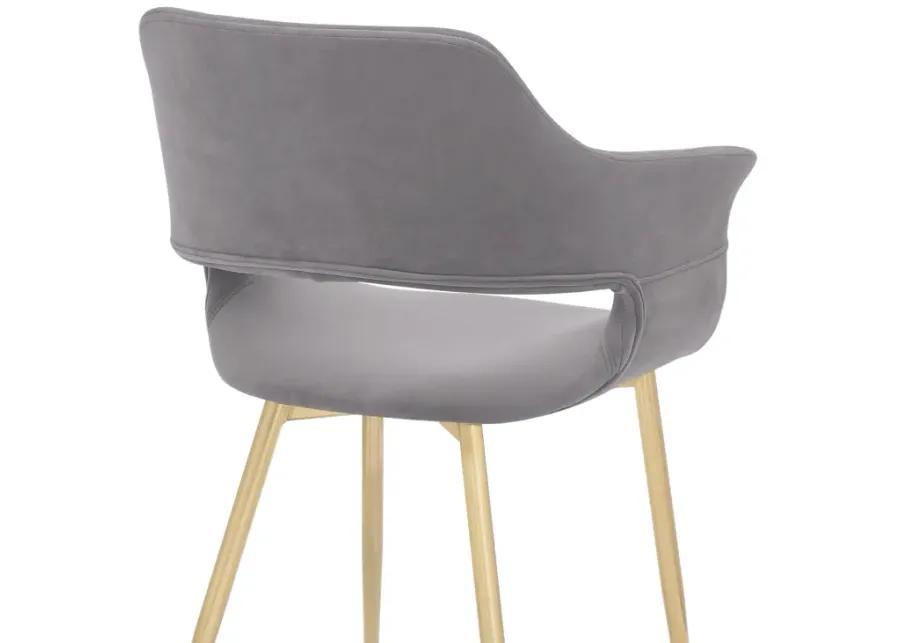 Gigi Grey Velvet Dining Room Chair with Gold Metal Legs - Set of 2