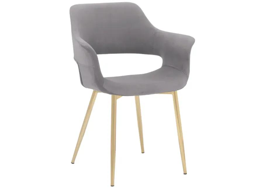 Gigi Grey Velvet Dining Room Chair with Gold Metal Legs - Set of 2