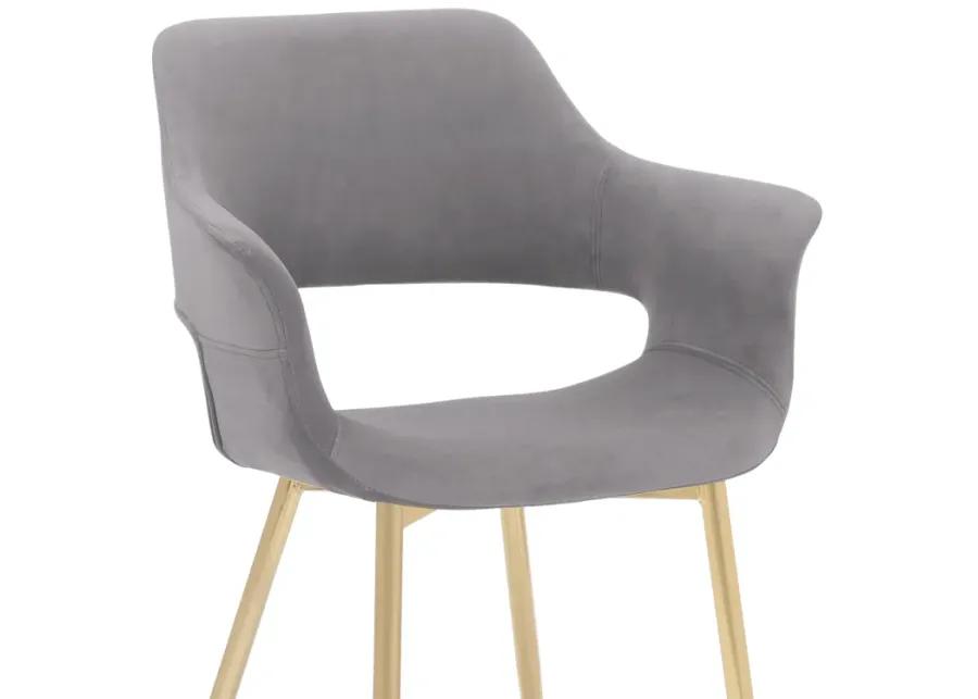 Gigi Grey Velvet Dining Room Chair with Gold Metal Legs - Set of 2