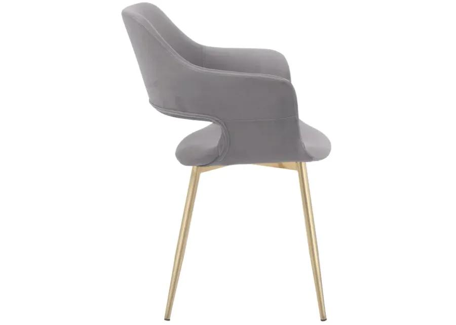 Gigi Grey Velvet Dining Room Chair with Gold Metal Legs - Set of 2