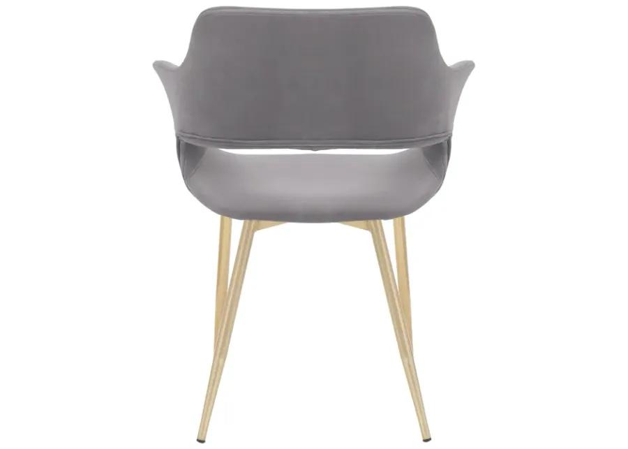 Gigi Grey Velvet Dining Room Chair with Gold Metal Legs - Set of 2