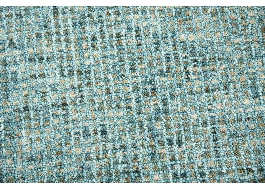 Talbot Teal Tweed Wool 2'6" x 8' Runner Rug