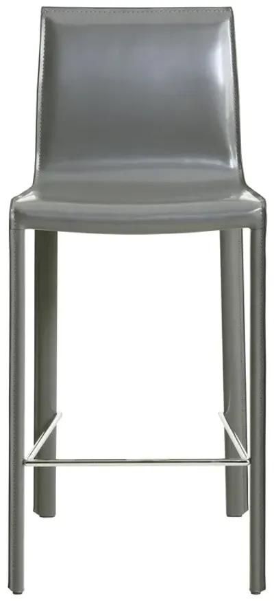 Gervin Recycled Leather Counter Stool, Anthracite (Set of 2)