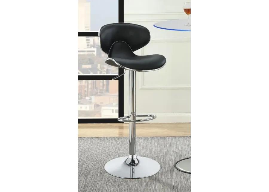 Edenton Upholstered Adjustable Height Bar Stools Black and Chrome (Set of 2)