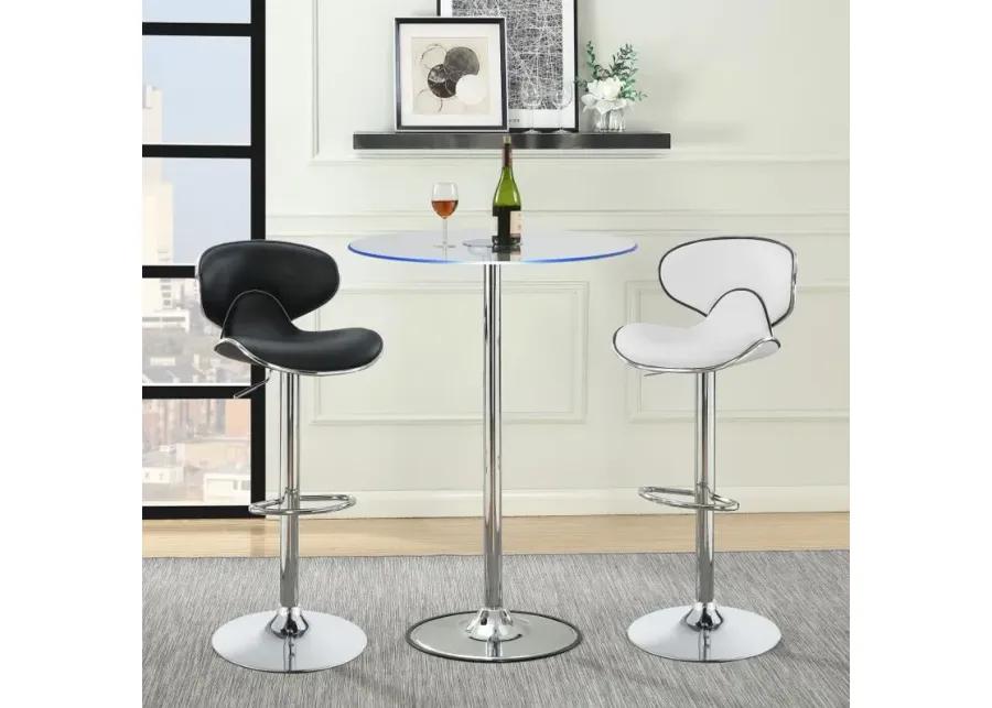 Edenton Upholstered Adjustable Height Bar Stools Black and Chrome (Set of 2)