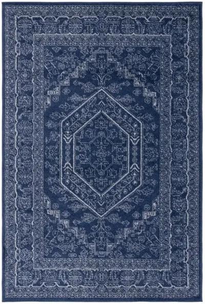 Adirondack Contemporary Navy / Ivory 2'-6" X 6' Powerloomed Rug