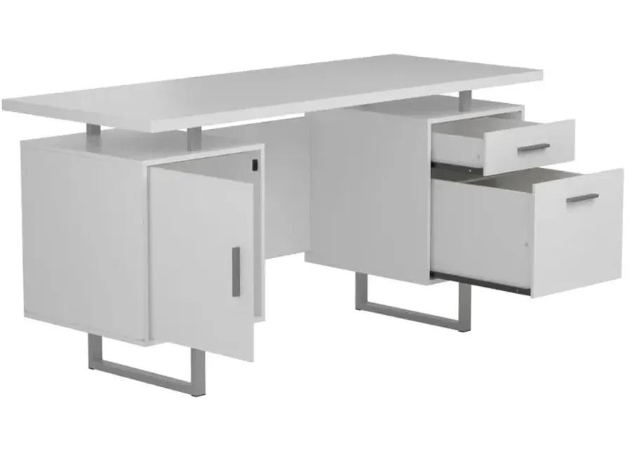 Lawtey Floating Top Office Desk White Gloss