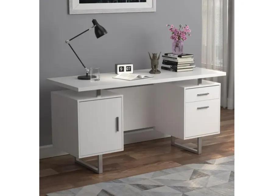 Lawtey Floating Top Office Desk White Gloss