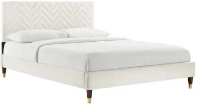 Leah Chevron Tufted Performance Velvet Queen Platform Bed