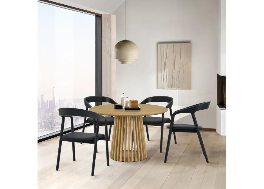 Pasadena Apache 5 Piece Round Dining Set in Natural and Black Oak Finish