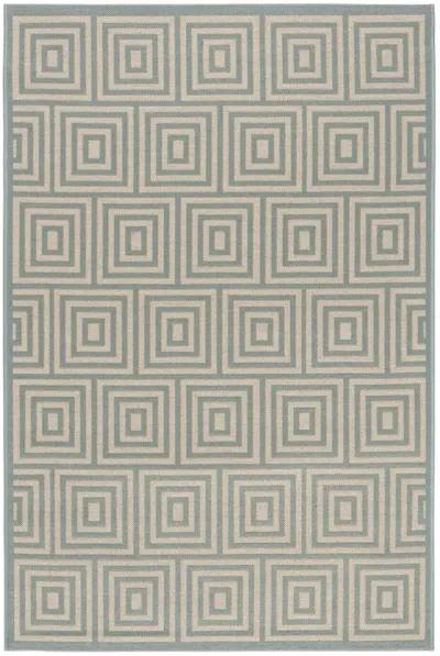 LINDEN 173 Collection LND173L-5 Cream / Aqua 5'-3" X 7'-6"