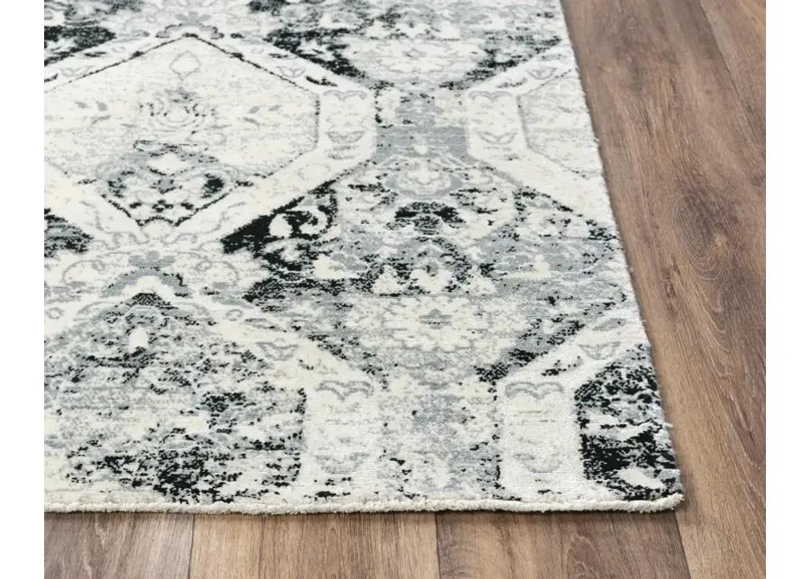 Couture Ivory/Black Classic/Updated NZ Wool/Tencel Blend 10' x 13' Rectangle Rug