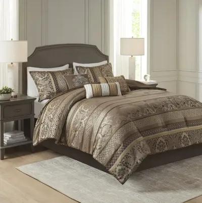 Madison Park Bellagio Brown/Gold 7 Piece Jacquard Comforter Set