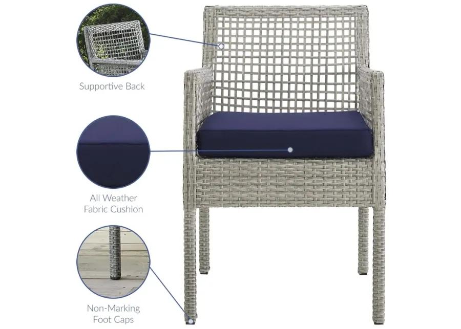 Aura Dining Armchair Outdoor Patio Wicker Rattan Set of 4