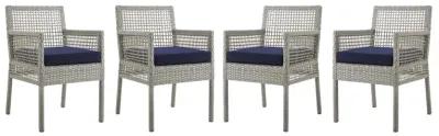 Aura Dining Armchair Outdoor Patio Wicker Rattan Set of 4