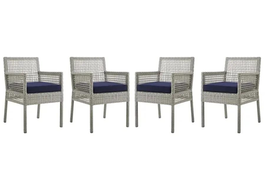 Aura Dining Armchair Outdoor Patio Wicker Rattan Set of 4